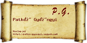 Patkó Gyöngyi névjegykártya