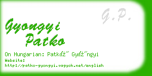 gyongyi patko business card